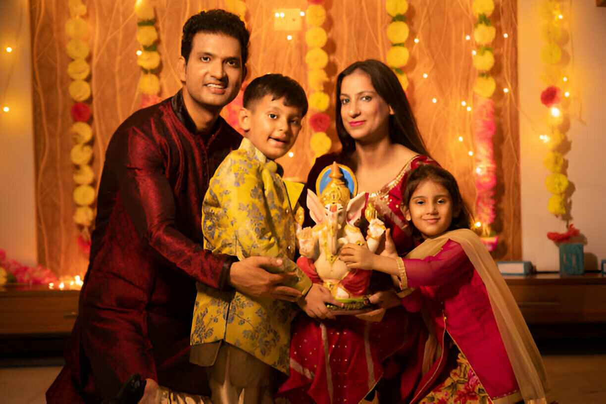 Cultural pooja photoshoot of Ganesh worship and farewell ceremony